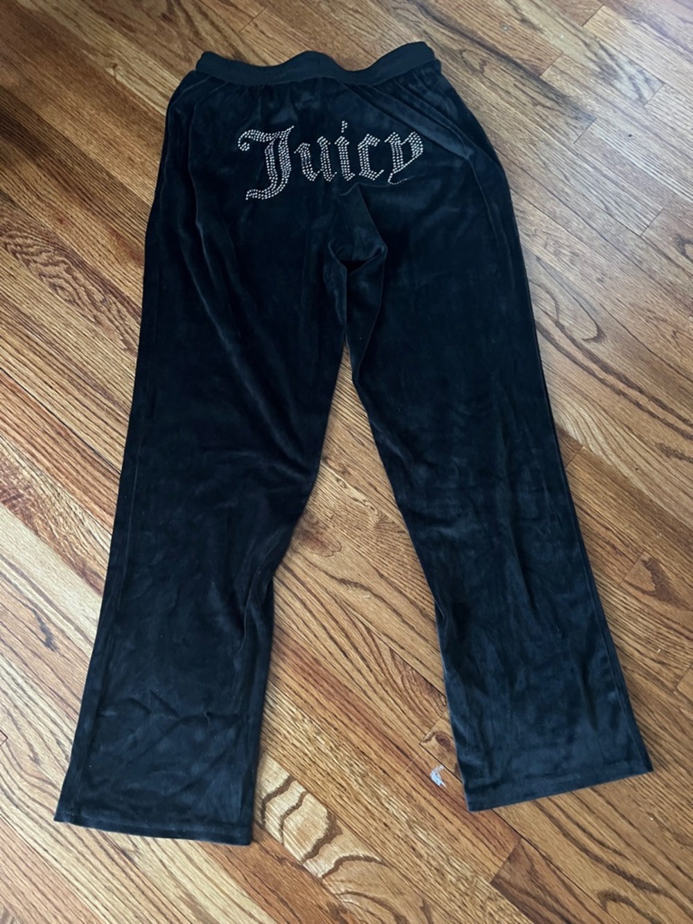 Juicy Couture Black Velour Rhinestone Logo Pants
